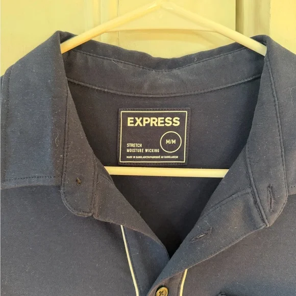 Express Men’s Dark Navy Polo with Chest Pocket and Piping - Picture 2 of 2
